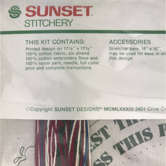 VTG NOS Sunset Stitchery Christmas Blessing Lord Rest Thy Hand Embroidery Kit - Picture 4 of 5